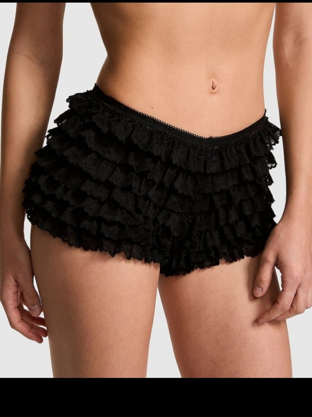 Sunday Retreat Black Ruffle Lace Lingerie Shorts NWT